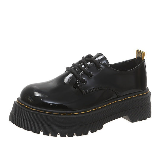 Damen modische Lacklederschuhe mit robuster Sohle und trendiger Nahtführung EB