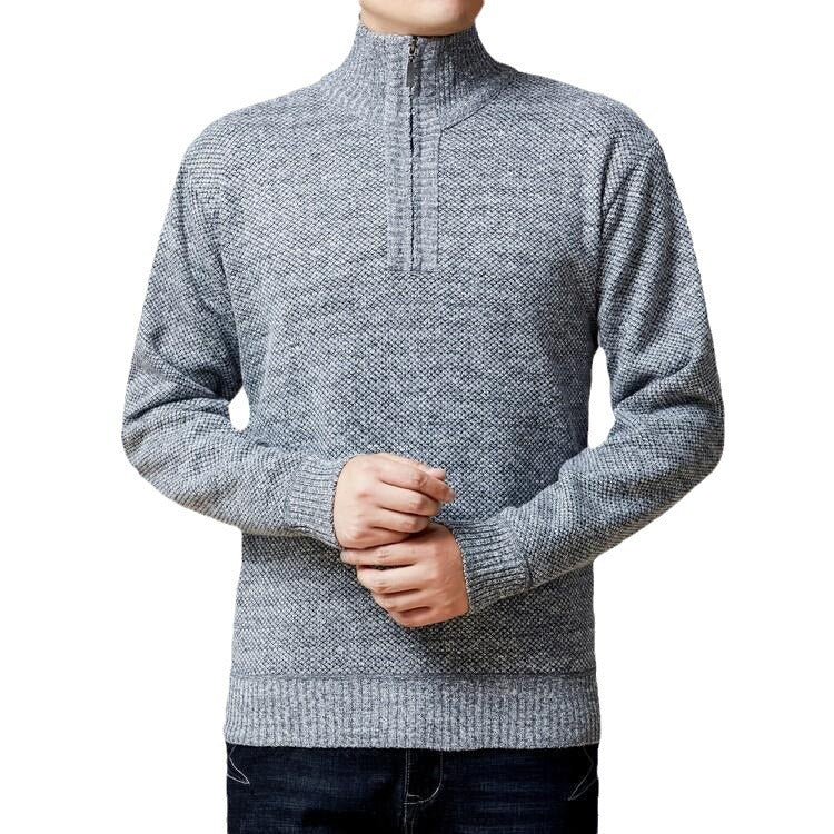 Herren Strickpullover mit modernem Stehkragen und strukturierter Oberfläche EB