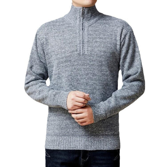 Herren Strickpullover mit modernem Stehkragen und strukturierter Oberfläche EB