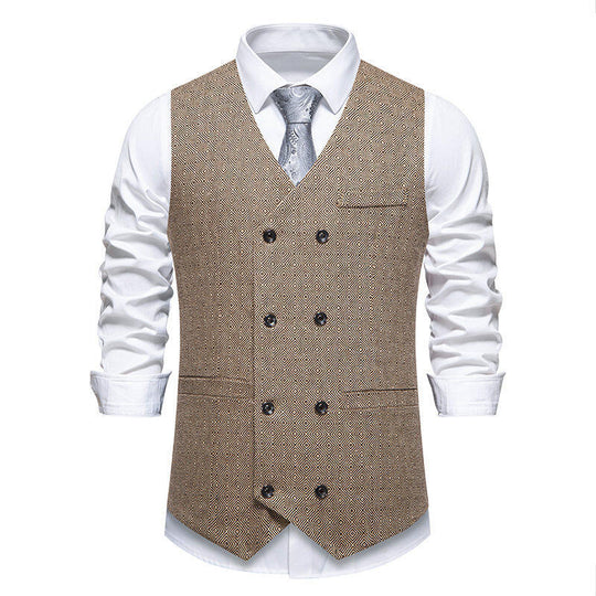 Herren elegante Doppelreiher-Weste mit dekorativem Muster EB