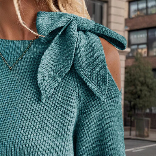 Damen lässiger Pullover mit besonderem Schulterdesign EB