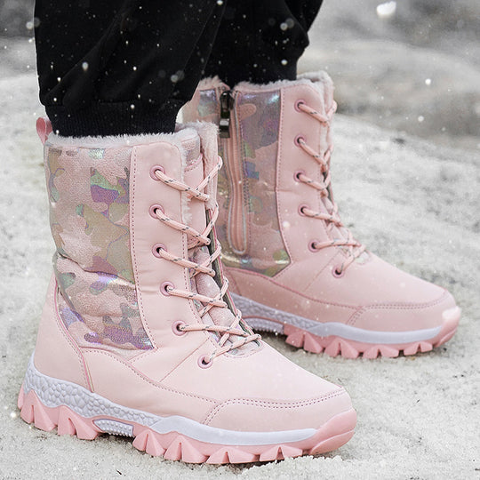 Damen Gefütterte Winterboots mit rutschfester Sohle und modischem Design EB
