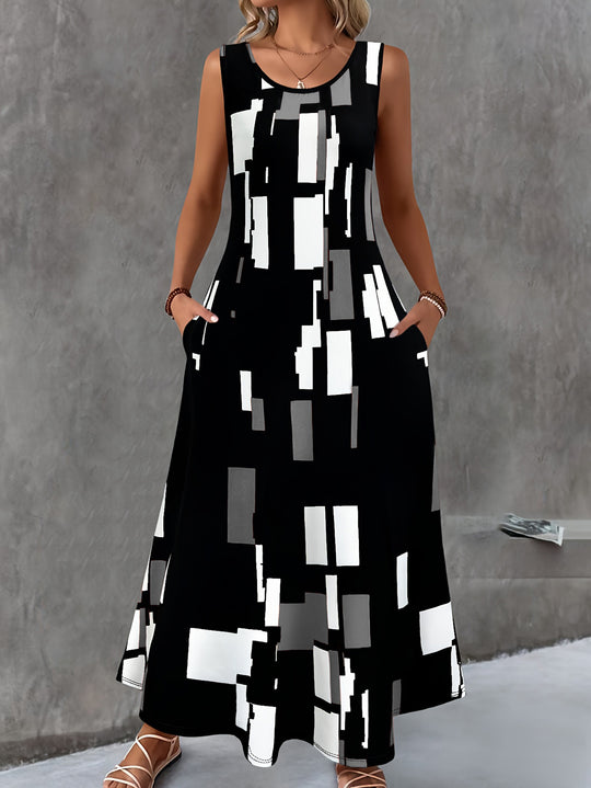 Damen Maxikleid mit buntem Grafikdesign EB
