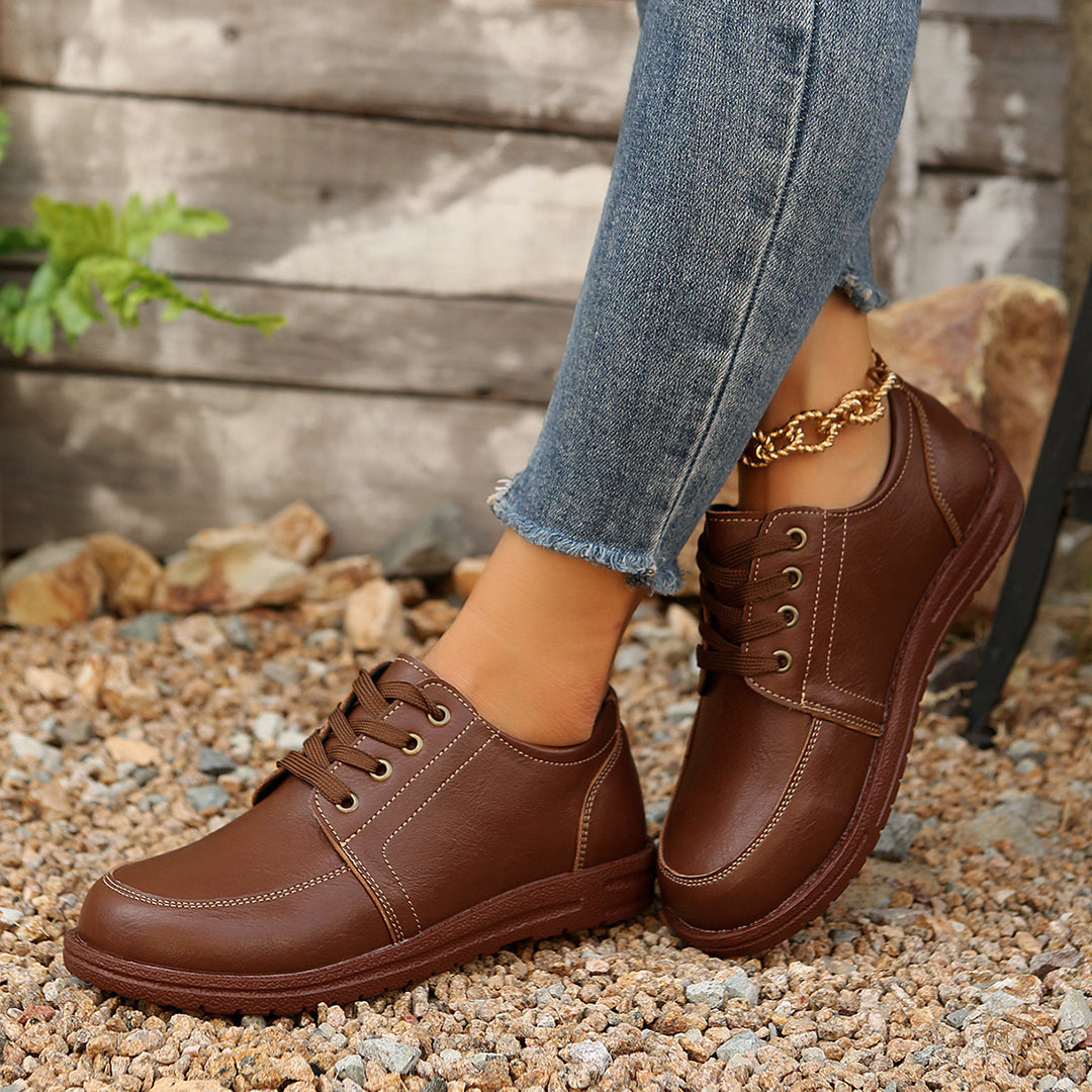 Damen bequeme Sneaker mit modischem Lederlook EB