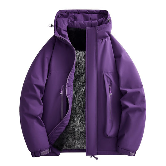 Herren wasserabweisende gefütterte Winterjacke mit Kapuze und weichem Fleece-Innenfutter EB