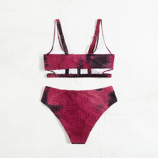 Damen Sportlicher Bikini mit hohem Kragen und Reißverschluss EB
