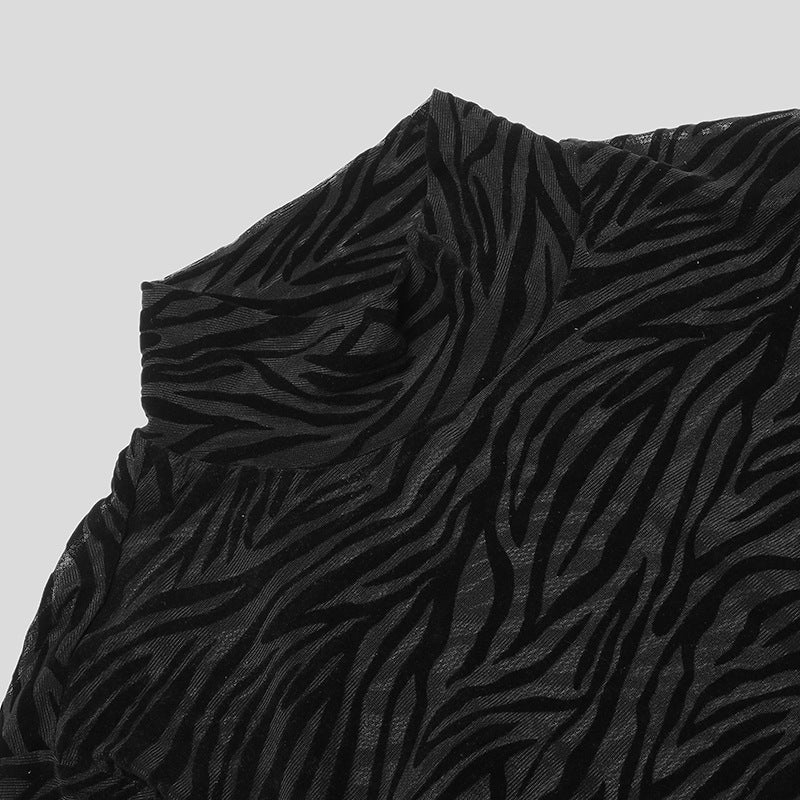 Damen Langarmshirt mit strukturiertem Animal-Print und Stehkragen EB