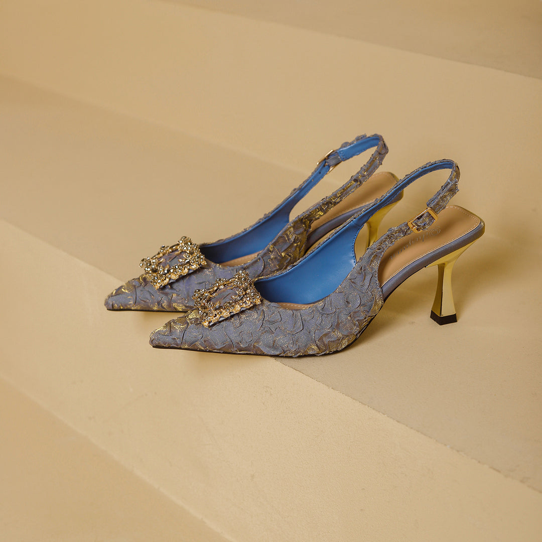 Damen Slingback Pumps mit funkelndem Schmuckdetail EB