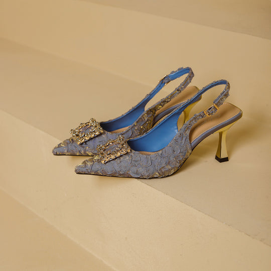 Damen Slingback Pumps mit funkelndem Schmuckdetail EB