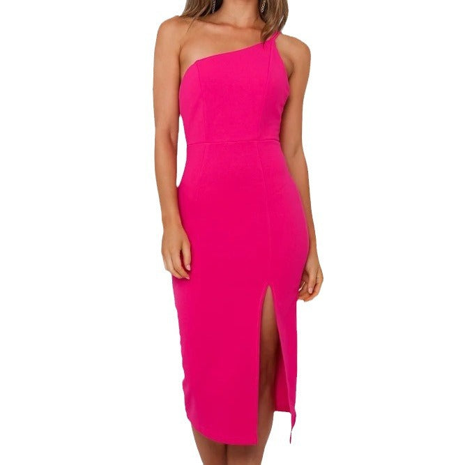Damen Asymmetrisches Maxikleid mit elegantem Schlitz und tailliertem Schnitt EB