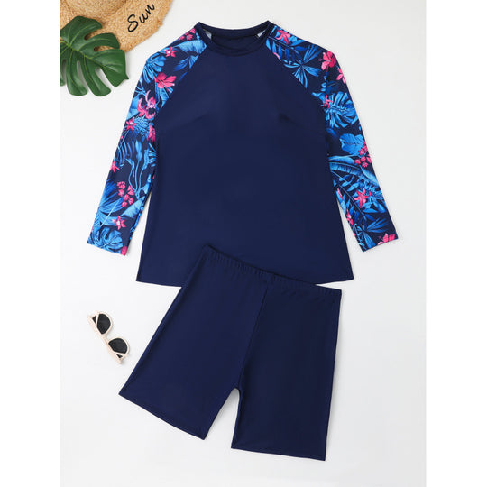 Damen UV-Schutz Schwimmanzug mit langen Ärmeln und Shorts EB
