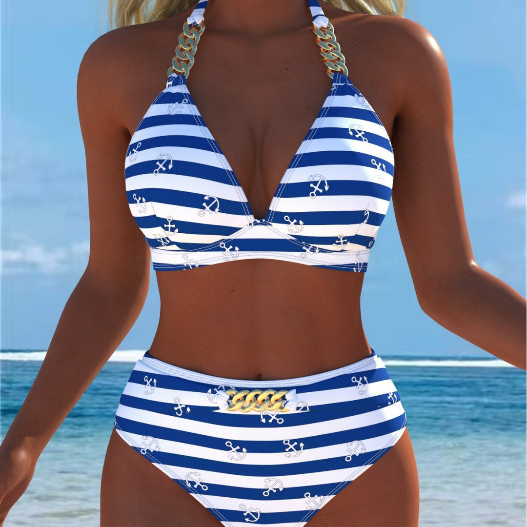 Damen Bikini mit luxuriösem Marmormuster und edlen Details EB