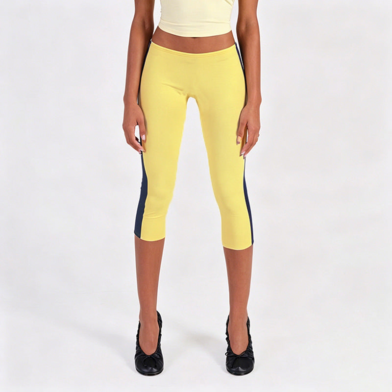 Damen Sportliche 3/4-Leggings mit seitlichen Kontraststreifen EB