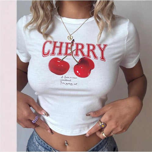 Damen Crop-T-Shirt mit künstlerischem Blutdruck-Design EB