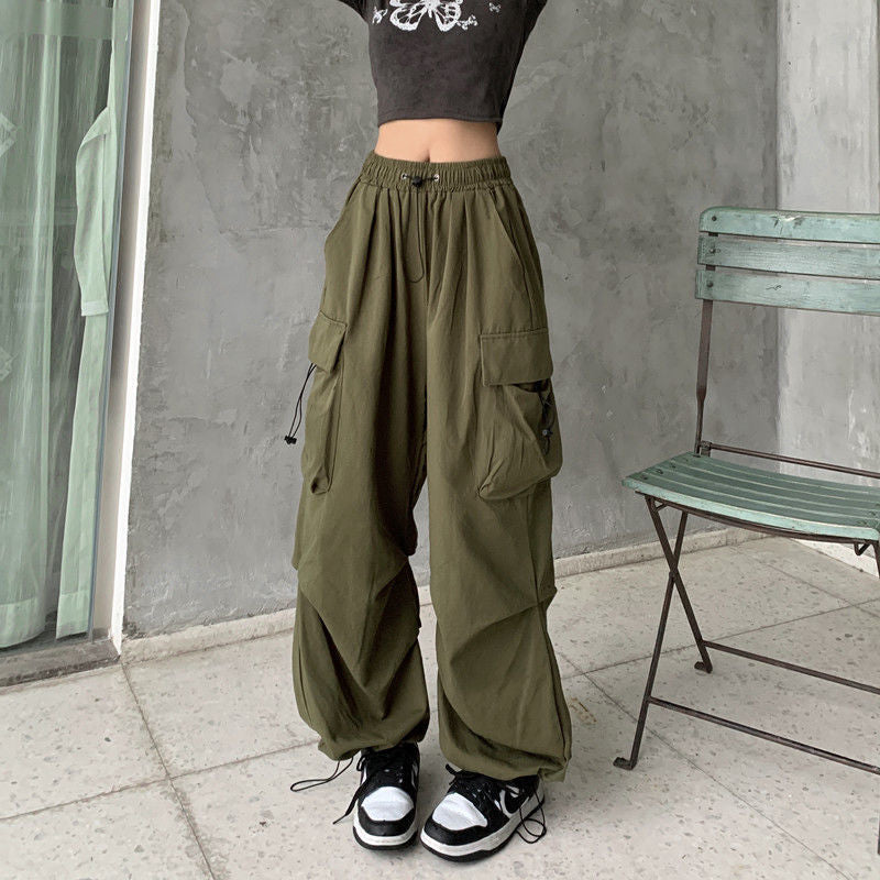 Damen nan weite Cargo-Hose mit Tunnelzugbund, verstellbarem Saum und Mehrfachtaschen EB