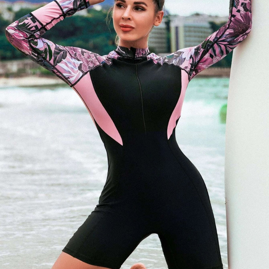 Damen Surfanzug mit langem Arm und floralem Design EB