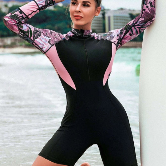 Damen Surfanzug mit langem Arm und floralem Design EB
