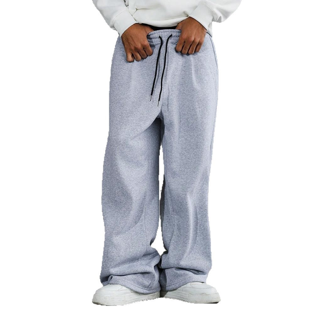Herren nan weite Relax-Fleecehose mit tiefem Schritt, elastischem Kordelbund und lässigen Seitentaschen EB