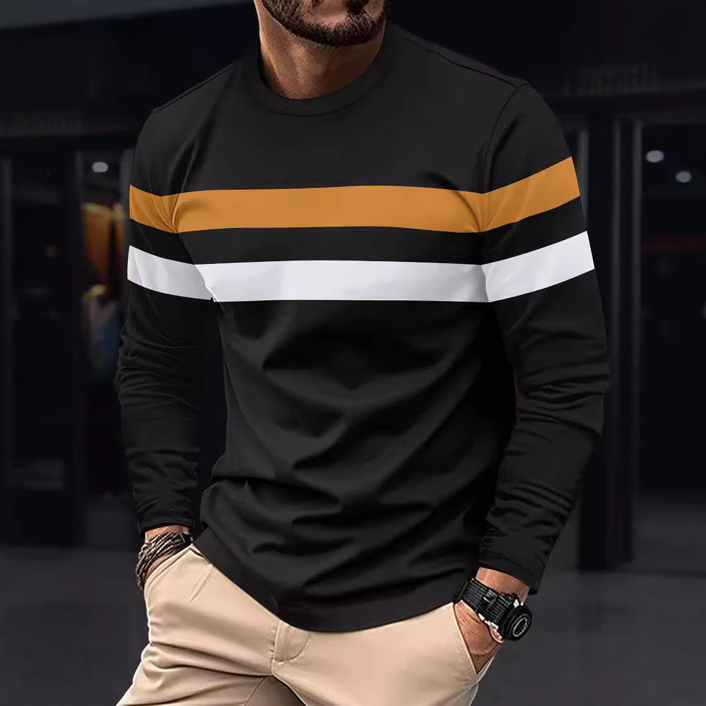 Herren modisches Langarmshirt mit sportlichen Streifen EB