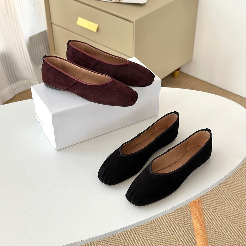 Damen Mokassin-Ballerinas aus weichem Veloursleder EB
