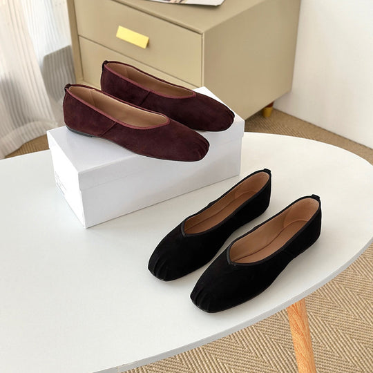 Damen Mokassin-Ballerinas aus weichem Veloursleder EB