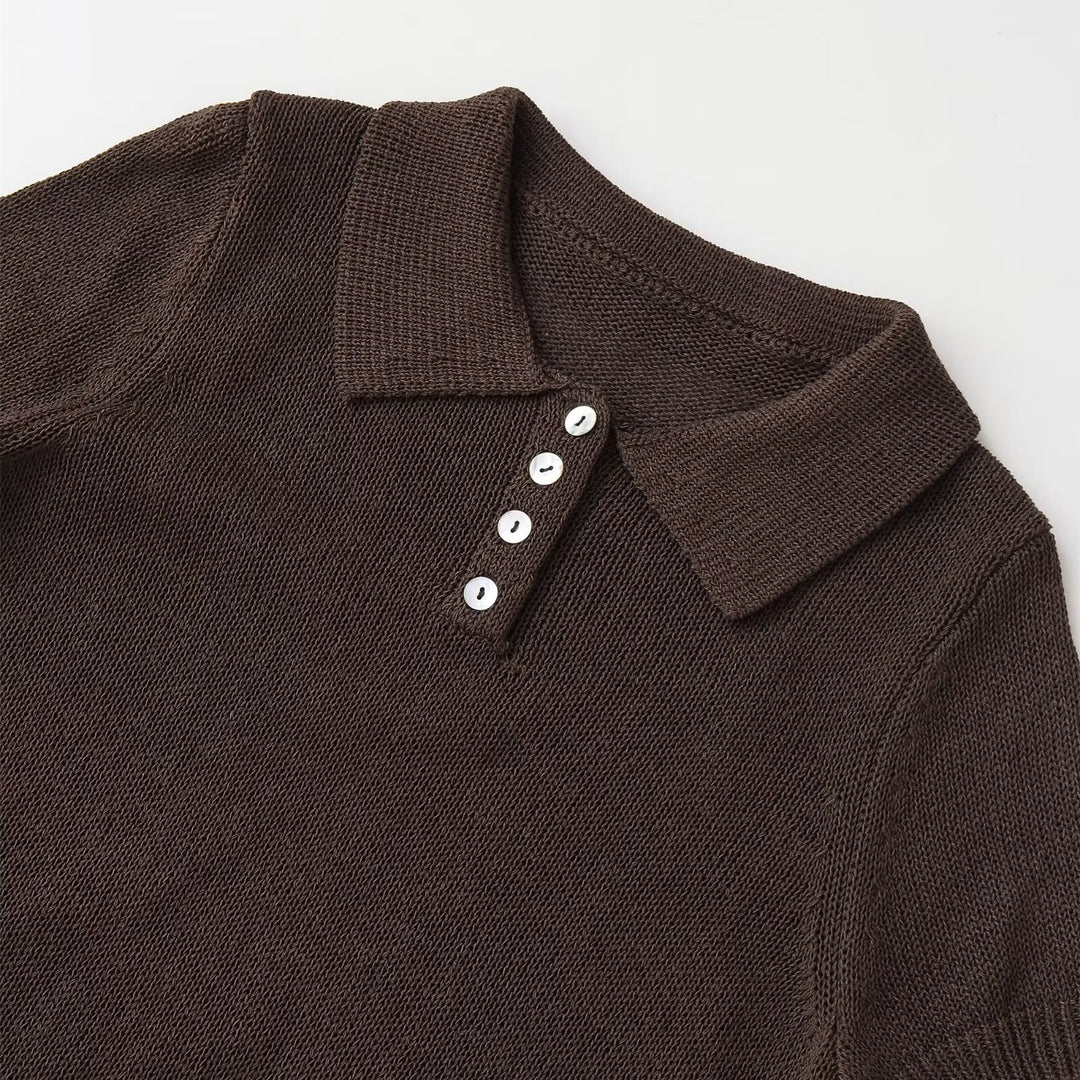 Damen Polohemd mit elegantem Kragen und hochwertigen Knopfdetails EB