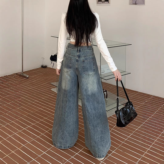 Damen Hochtaillierte Weitjeans im trendigen Streetstyle EB
