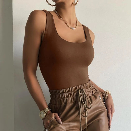 Damen Figurbetontes Tanktop mit breitem Trägerdesign EB