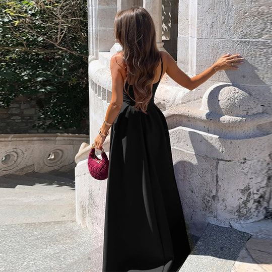 Damen Fließendes Maxikleid mit schmalen Spaghettiträgern und elegantem Schnitt EB