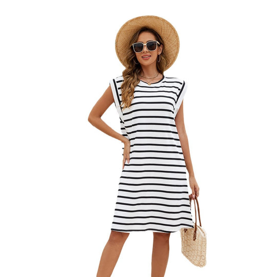 Damen Freizeitkleid mit elegantem Streifenmuster EB