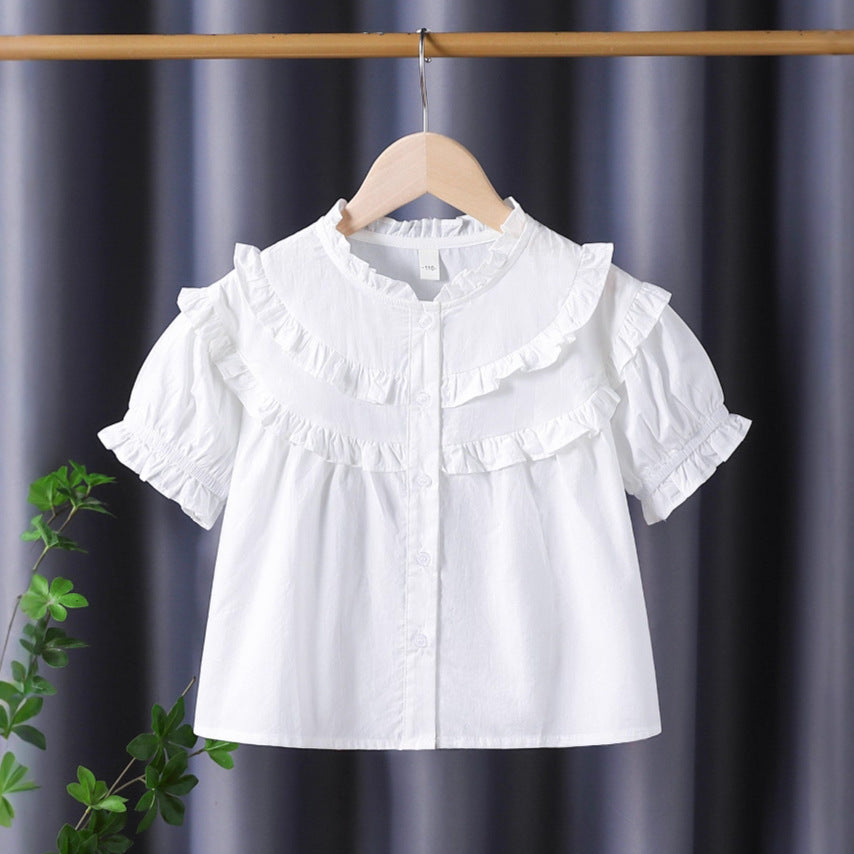 Mädchen Rüschenbluse mit eleganter Knopfleiste EB