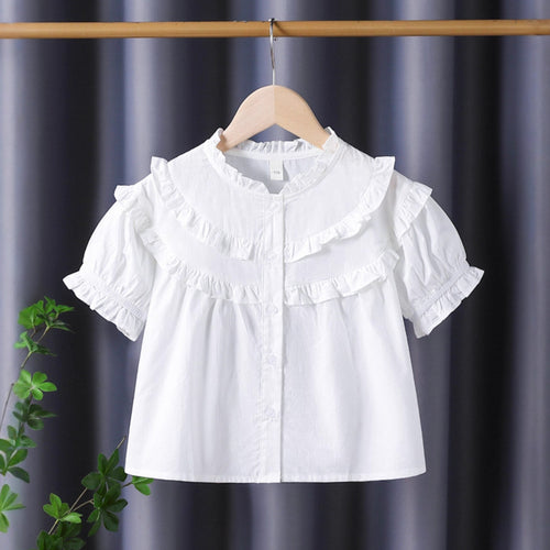 Mädchen Rüschenbluse mit eleganter Knopfleiste EB