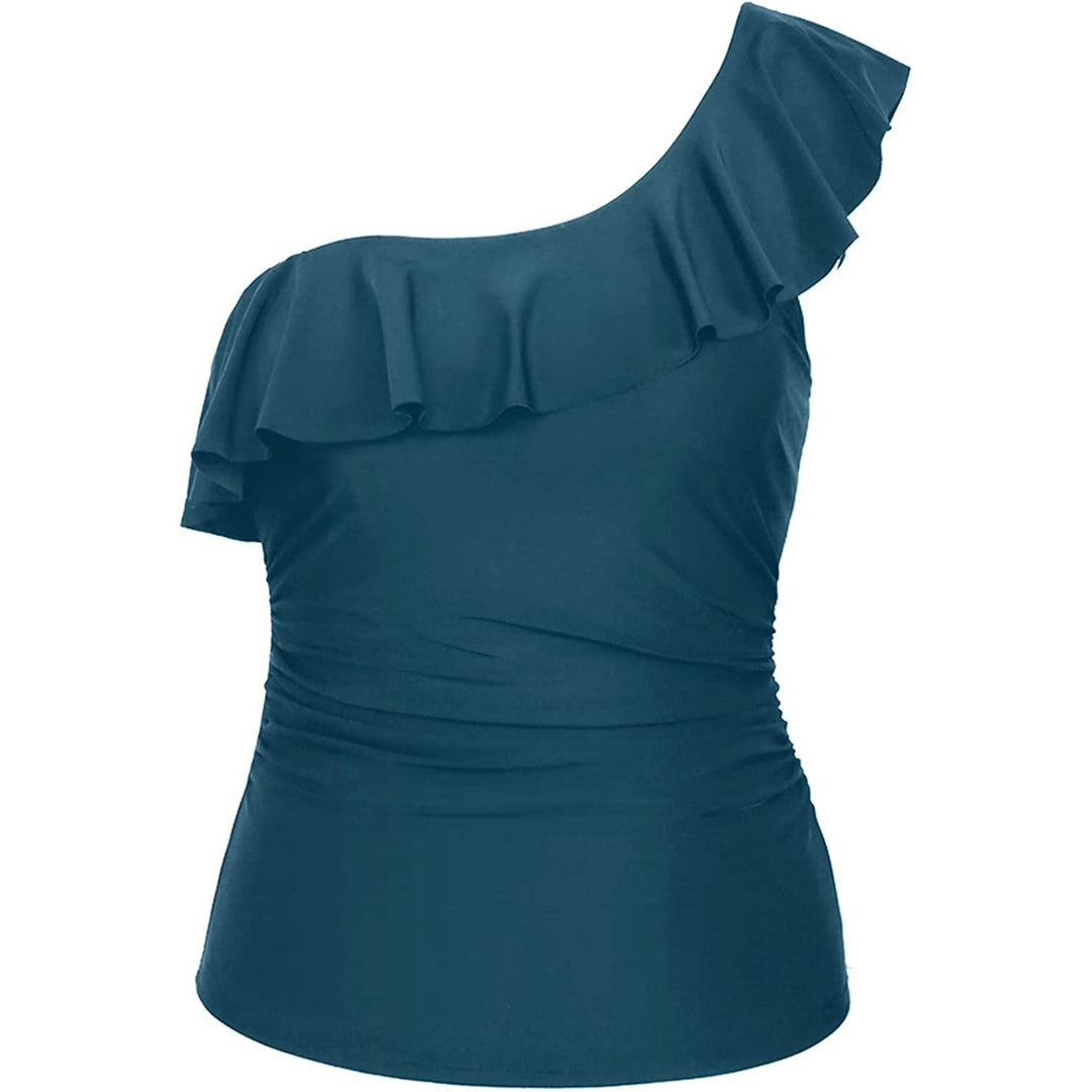 Damen Einseitiges Badeoberteil mit voluminösem Rüschendesign EB
