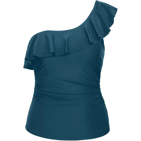 Damen Einseitiges Badeoberteil mit voluminösem Rüschendesign EB