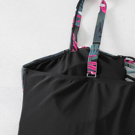 Damen Einteiler Badeanzug mit floralem Design und modernem Rückensystem EB