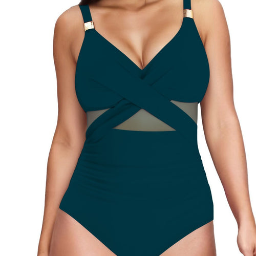 Damen Eleganter Einteiler mit transparenter Einsätzen EB