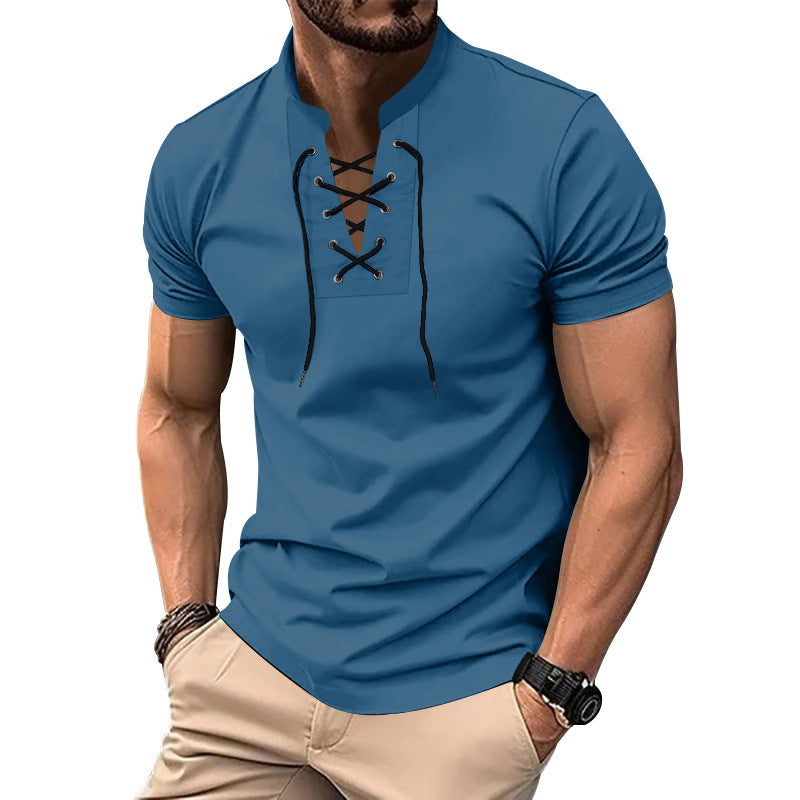 Herren lässiges Poloshirt mit Schnürung EB