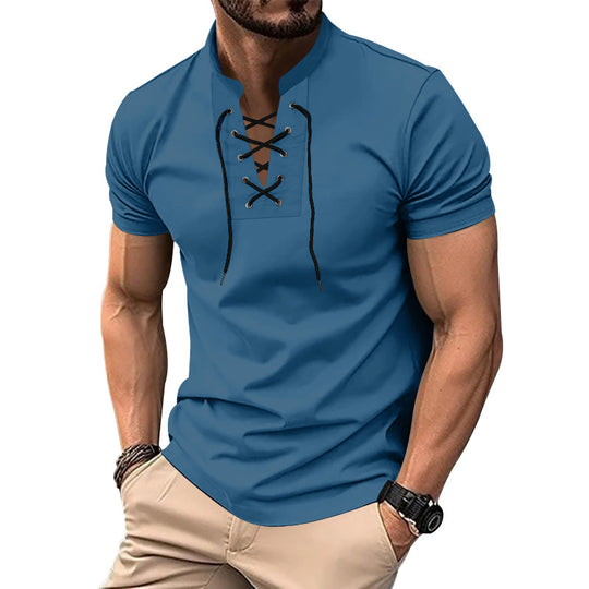 Herren lässiges Poloshirt mit Schnürung EB
