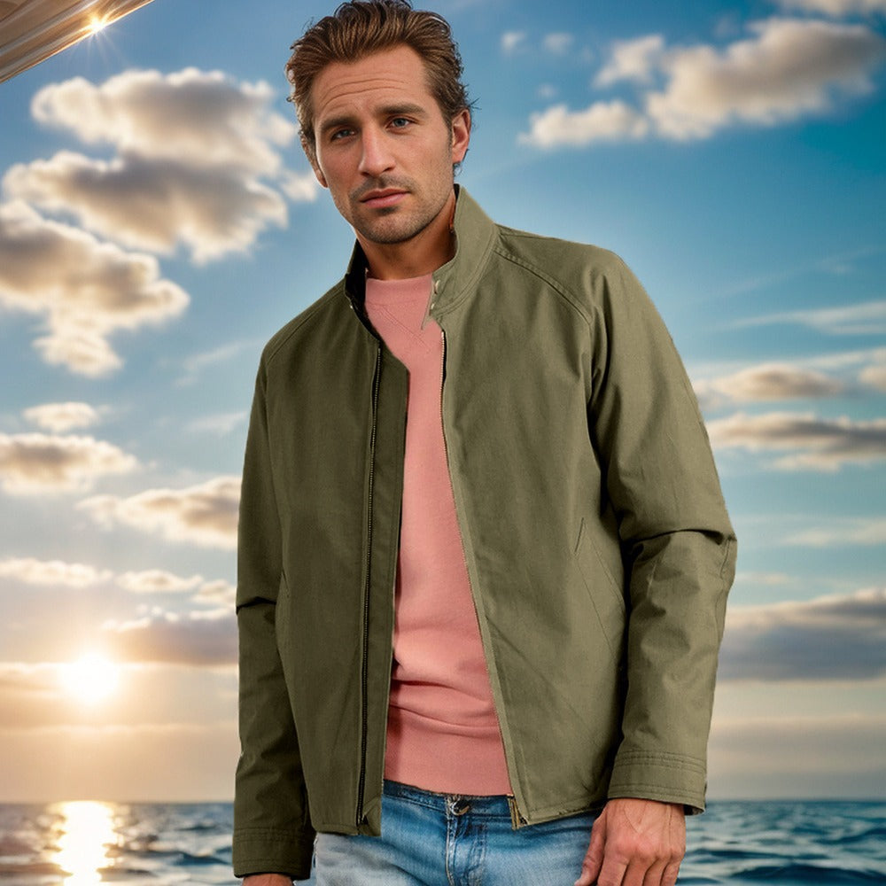 Herren lässige Übergangsjacke mit Stehkragen und praktischen Taschen EB