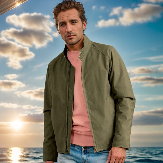 Herren lässige Übergangsjacke mit Stehkragen und praktischen Taschen EB