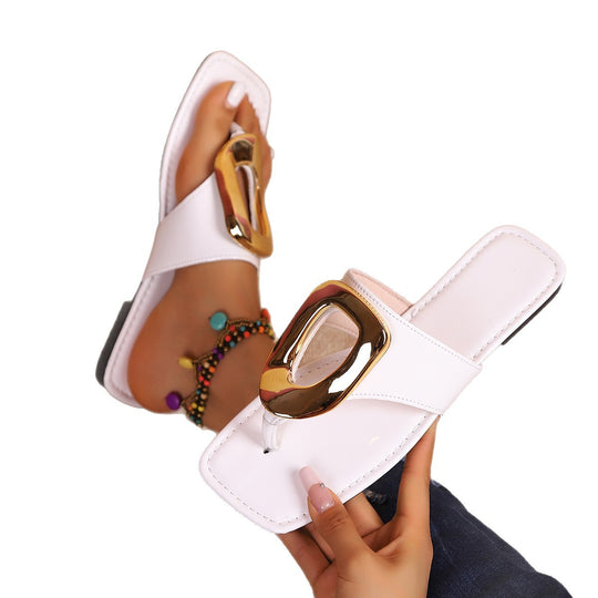 Damen Sandalen im modernen Design mit dekorativem Metallverschluss EB
