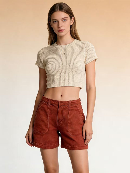 Damen lässige Sommer-Shorts mit seitlichen Taschen und komfortablem Schnitt EB