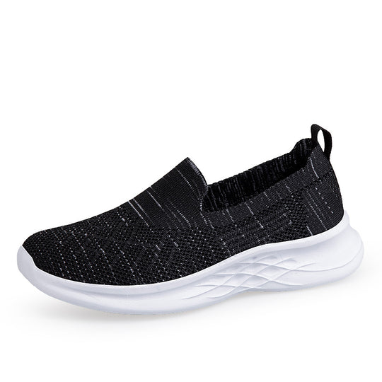 Damen Komfortable Slip-On Laufschuhe mit atmungsaktiver Strickoberfläche EB