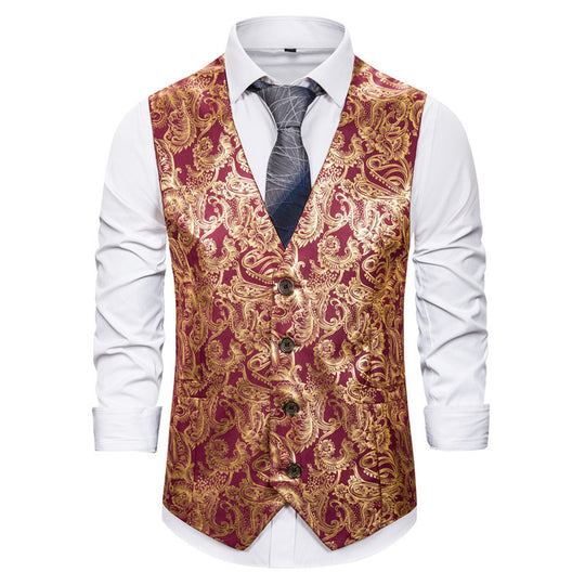 Herren elegante Brokat-Weste im luxuriösen Design EB