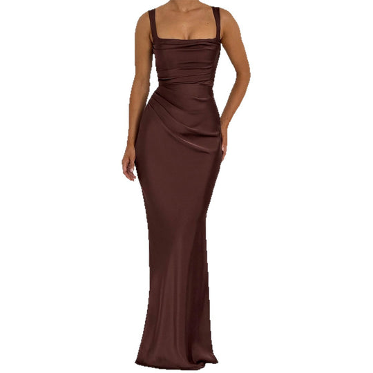 Damen Maxikleid mit elegantem Quadrat-Ausschnitt und figurformendem Design EB