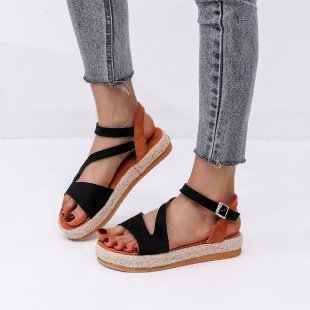 Damen Plateau-Sandalen mit offener Zehenpartie und modischem Riemendesign EB