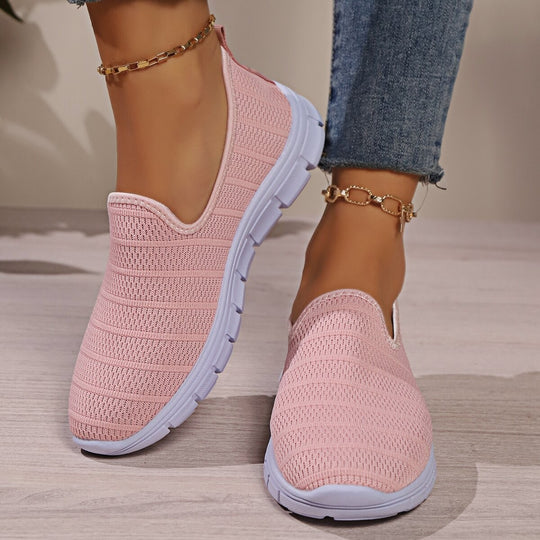Damen Bequeme Slip-On Sneakers mit atmungsaktivem Obermaterial und flexibler Sohle EB