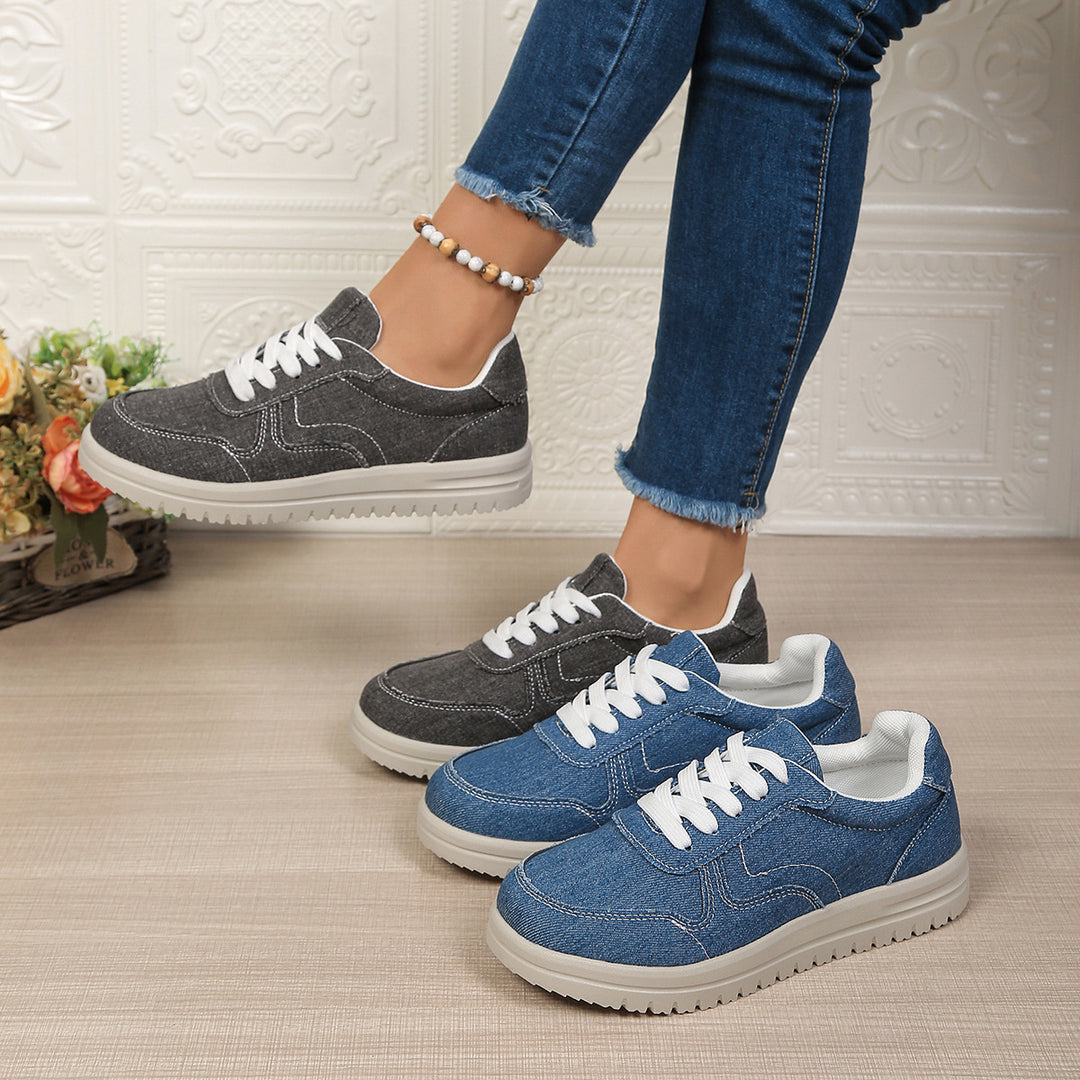 Damen lässige Denim-Sneaker mit gepolstertem Komfortfußbett und profilierter EVA-Laufsohle EB
