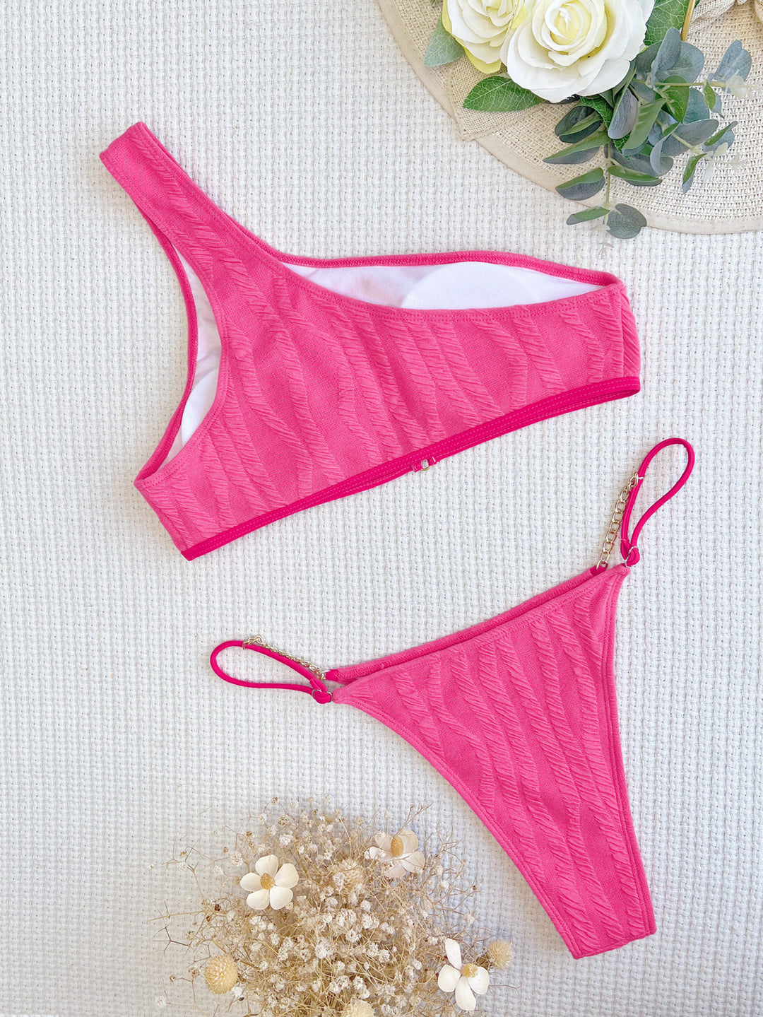 Damen Asymmetrischer Bikini mit trendigen Schnallen EB