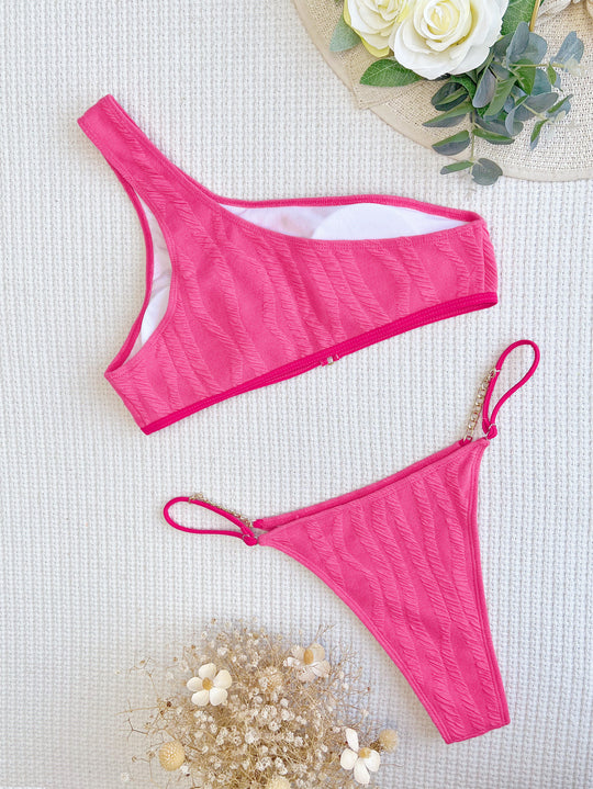 Damen Asymmetrischer Bikini mit trendigen Schnallen EB